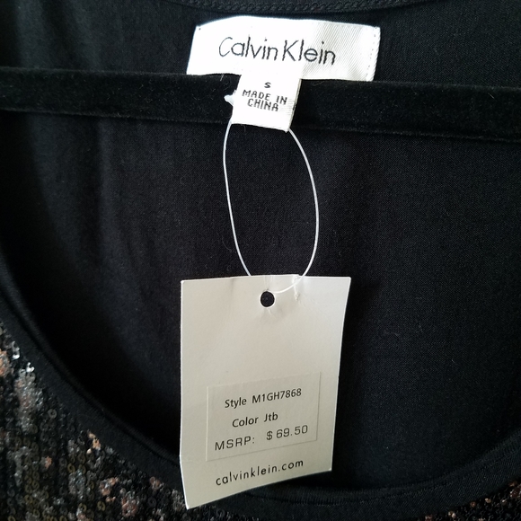 Calvin Klein Black & Pink Spot Sequin Tank Top - Picture 4 of 6